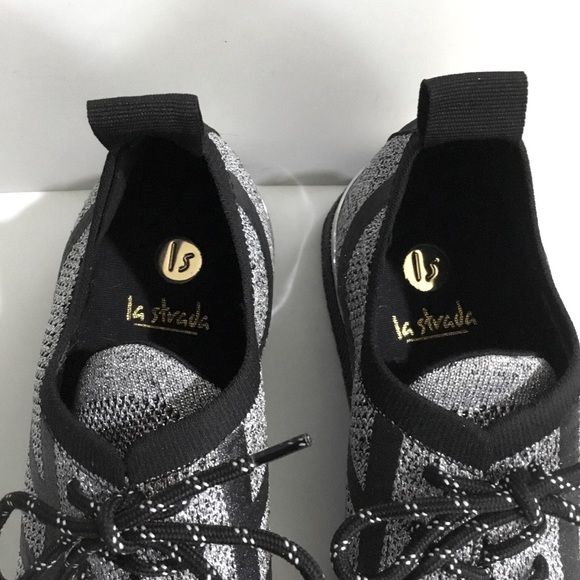 NWOT La Strada silver glitter sneakers runners - Picture 7 of 13